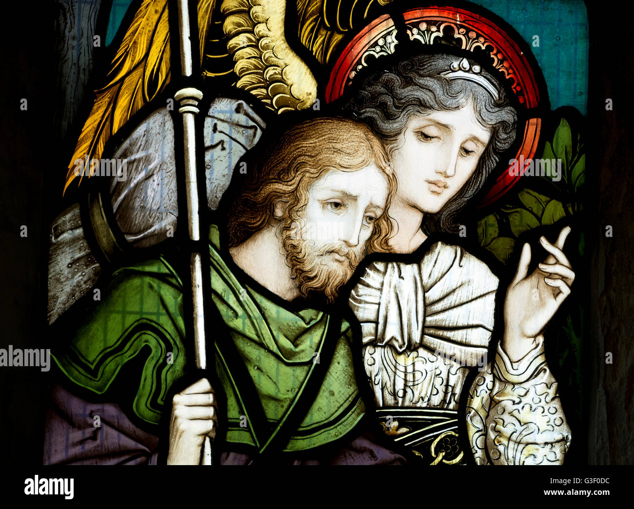 Stained glass in St. Mary`s Church, Grafton Regis, Northamptonshire